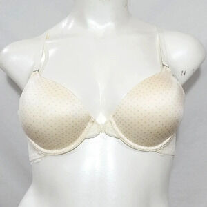 38D Maidenform 7112 Front Close Lace Trim‎ UW Bra Ivory with Nude Dots NWT